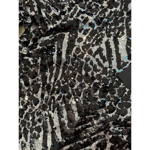 The Kooples Paris Women's Midi Dress 3 Black Silver Sequin Zebra Party l large - Picture 3 of 4
